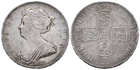Gran Bretaña. Anna. 1/2 corona. 1703. VIGO. (Km-518.2). Ag. 14,91 g.  Acuñación de plata tomada a los españoles en la bahía de Vigo. Muy rara. MBC-. E...