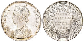 India Británica. Victoria. 1 rupia. 1862. (Km-473.1). Ag. 11,66 g. SC-. Est...50,00.
