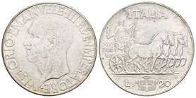 Italia. Vittorio Emanuele III. 20 liras. 1936 (año XIV). Roma. R. (Km-81). (Pagani-681). (Mont-78). Ag. 20,02 g. Muy escasa. EBC-/EBC. Est...450,00.