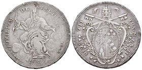 Italia. Estados Papales. Pío VII. Scudo. 1803 (año II). (Km-1249). (Pagani-60a). Ag. 26,10 g. Golpecitos. MBC+. Est...150,00.