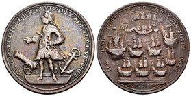 Gran Bretaña. Almirante Vernon. Medalla. 1739. Ae. 12,85 g. Portobello. 22 de noviembre. 38 mm. Escasa. MBC. Est...200,00.