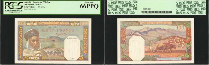 ALGERIA. Banque de l'Algerie. 100 Francs, 1939-45. P-85. PCGS Currency Gem New 6...