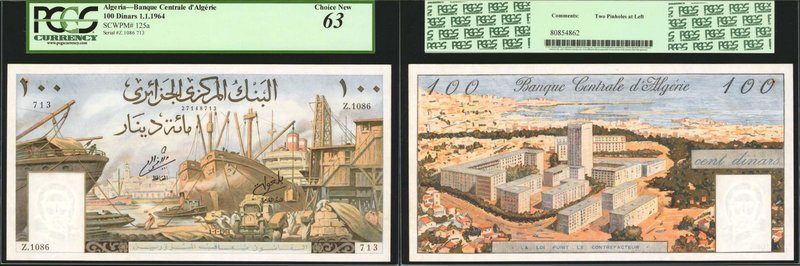 ALGERIA. Banque Centrale d'Algerie. 100 Dinars, 1964. P-125a. PCGS Currency Choi...