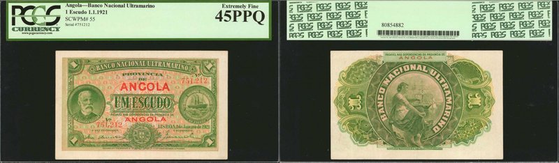 ANGOLA. Banco Nacional Ultramarino. 1 Escudo, 1921. P-55. PCGS Currency Extremel...