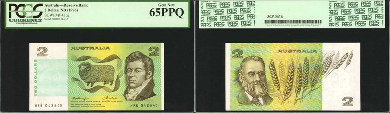 AUSTRALIA. Reserve Bank. 2 Dollars, ND (1974-85). P-43b2. PCGS Currency Gem New ...