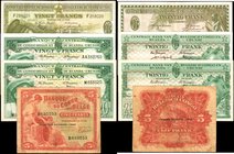 BELGIAN CONGO. Mixed Banks. 5 & 20 Francs, 1940-59. P-13, 26 & 31. Fine to Very Fine.
3 pieces in lot. P-13 5 Francs is in Fine condition, and P-26 &...
