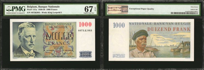 BELGIUM. Banque Nationale de Belgique. 1000 Francs, 1950-58. P-131a. PMG Superb ...