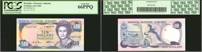 BERMUDA. Monetary Authority. 10 Dollars, 1989. P-36. PCGS Currency Gem New 66 PP...