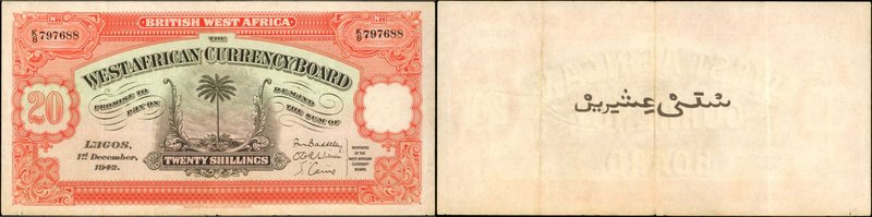 BRITISH WEST AFRICA. West African Currency Board. 20 Shillings, 1942. P-8b. Very...
