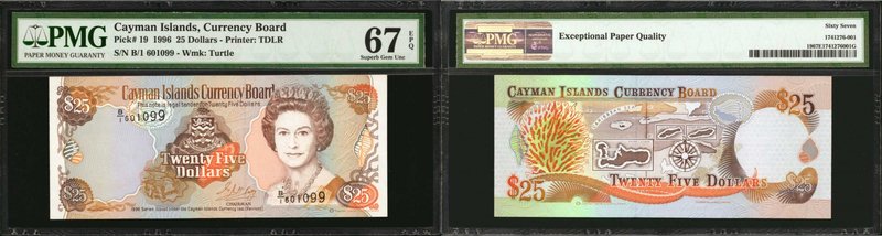 CAYMAN ISLANDS. Currency Board of Cayman Islands. 25 Dollars, 1996. P-19. Consec...