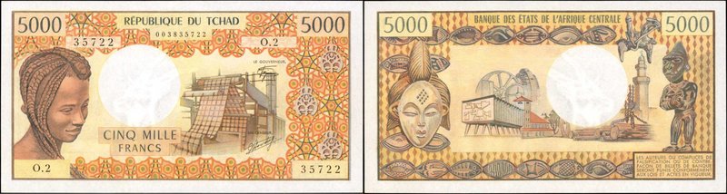 CHAD. Banque des Etats de l'Afrique Centrale. 5000 Francs, ND (1976-78). P-5b. U...