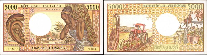 CHAD. Banque des Etats de l'Afrique Centrale. 5000 Francs, ND (1984-91). P-11. U...