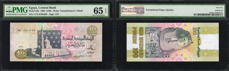 EGYPT. Central Bank of Egypt. 100 Pounds, 1992. P-53b. PMG Gem Uncirculated 65 E...