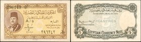 EGYPT. Royal Government of Egypt. 5 Piastres, 1940. P-165a. About Uncirculated.
A lightly circulated 5 Piastres note with good overall color.
Estima...