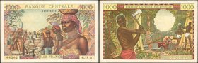 EQUATORIAL AFRICAN STATES. Banque Centrale. 1000 Francs, ND (1963). P-5a. Very Fine.
This 1000 Francs note is in Very Fine condition, with even circu...
