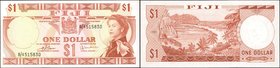 FIJI. Government of Fiji. 1 Dollar, ND (1969). P-59a. Choice Uncirculated.
2 pieces in lot. A pair of Uncirculated QEII pieces with good centering an...
