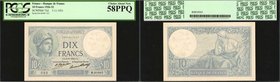 FRANCE. Banque de France. 10 Francs, 1926-32. P-73d. PCGS Currency Choice About New 58 PPQ.
Nice centering and pleasing designs are found on this Cho...