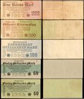 GERMANY. Reichsbanknote. 50 to 1000 Milliarden Marks, 1923. P-125a, 125b, 126, 127 & 128. Fine to Very Fine.
5 pieces in lot. Lot includes P-125a, 12...