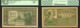 GERMANY. Darlehnskassenschein. 1000 Mark, 1918. P-R134b. PCGS Currency Very Choice New 64.
A nice Darlehnskassenschein note from 1918 Germany. PCGS C...