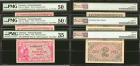 GERMANY, FEDERAL REPUBLIC. Allied Occupation. 2 Duetsche Mark, 1948. P-3a. PMG Choice Very Fine 35 to About Uncirculated 50 EPQ.
3 pieces in lot. A n...