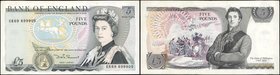 GREAT BRITAIN. Bank of England. 5 Pounds, ND (1971-93). P-378b & P-378c. Very Fine to Extremely Fine.
7 pieces in lot. All are 5 Pound notes. Very Fi...