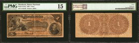 HONDURAS. Banco Nacional. 1 Peso, 1889. P-S154a. PMG Choice Fine 15.
The finest of only two examples certified by PMG. A rare note which is from a ba...