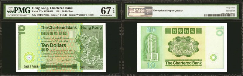 HONG KONG. Chartered Bank. 10 Dollars, 1981. P-77b. PMG Superb Gem Uncirculated ...