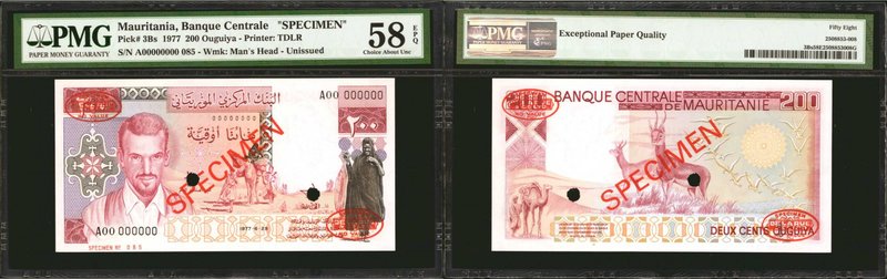 MAURITANIA. Banque Centrale De Mauritanie. 200 Ouguiya, 1977. P-3Bs. Specimen. P...