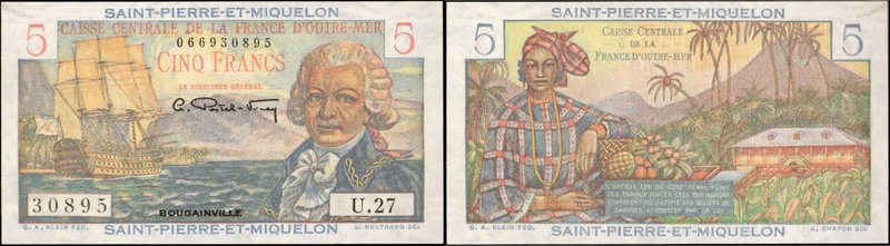 SAINT PIERRE & MIQUELON. Caisse Centrale de la France d'Outre-Mer. 5 Francs, ND ...