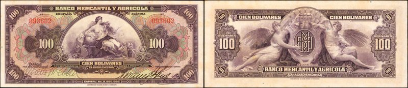 VENEZUELA. Banco Mercantil y Agricola. 100 Bolivares, 1929. P-S233. About Uncirc...