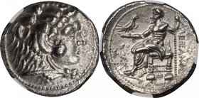 MACEDON. Kingdom of Macedon. Alexander III (the Great), 336-323 B.C. AR Tetradrachm, Ake Mint, 321/0 B.C. NGC Ch EF.
Pr-3265. Early posthumous issue....
