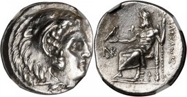 MACEDON. Kingdom of Macedon. Alexander III (the Great), 336-323 B.C. AR Drachm, Sardes Mint, ca. 334-323 B.C. NGC Ch EF.
Pr-2575; Muller-809. Obverse...