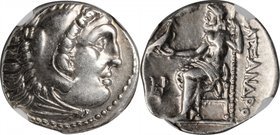 MACEDON. Kingdom of Macedon. Alexander III (the Great), 336-323 B.C. AR Drachm, Teos Mint, ca. 323-319 B.C. NGC Ch EF.
Pr-2287. Early posthumous issu...