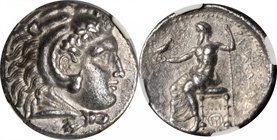 MACEDON. Kingdom of Macedon. Philip III, 323-317 B.C. AR Tetradrachm, Side Mint, ca. 325-320 B.C. NGC Ch EF.
cf. Pr-P120. Obverse: Head of Heracles f...