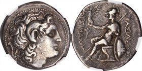 THRACE. Kingdom of Thrace. Lysimachos, 323-281 B.C. AR Tetradrachm, Sestus Mint, 297-281 B.C. NGC Ch F.
Muller-unlisted. Obverse: Diademed head of Al...