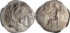 PTOLEMAIC EGYPT. Ptolemy I Soter. As satrap. 323-305 B.C. AR Tetradrachm, Sidon Mint. In the name of Philip III of Macedon. NGC Ch EF.
cf.Pr-P169. Ob...