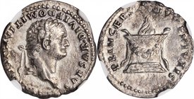 DOMITIAN, A.D. 81-96. AR Denarius, Rome Mint, A.D. 80. NGC Ch EF. Smoothing.
S-2676. Issued as Caesar under Titus (A.D. 79-81). Obverse: Laureate bus...