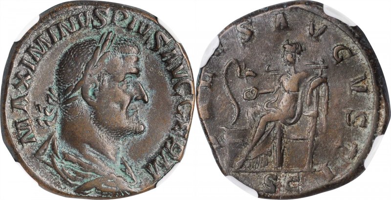 MAXIMINUS I, A.D. 235-238. AE Sestertius (20.43 gms), Rome Mint, A.D. 235-236. N...