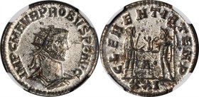 PROBUS, A.D. 276-282. BI Aurelianianus (3.83 gms), Antioch Mint. NGC MS, Strike: 5/5 Surface: 4/5. Silvering.
RIC-922. Obverse: Radiate, draped, and ...