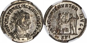 MAXIMIAN, A.D. 286-310. BI Aurelianianus (3.98 gms), Tripolis Mint, A.D. 290-294. NGC MS, Strike: 5/5 Surface: 4/5. Silvering.
S-13145. Obverse: Radi...
