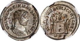 GALERIUS, A.D. 305-311. BI Aurelianianus (5.13 gms), Antioch Mint, A.D. 293-294. NGC MS, Strike: 5/5 Surface: 4/5. Silvering.
S-14297. Issued as Caes...
