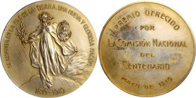 ARGENTINA. Silver Medals (2 Pieces), 1910 & 1913. Both ALMOST UNCIRCULATED.
1) Weight: 142.24 gms, 70 mm. Silver Independence Centenary Medal, 1910. ...