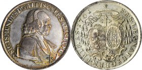AUSTRIA. Salzburg. Taler, 1761. Sigismund III. PCGS AU-50 Gold Shield.
Dav-1255; KM-401.1. A well struck example with beautiful tone in the obverse p...