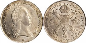 AUSTRIAN NETHERLANDS. Taler, 1796-H. Gunzburg Mint. Francis II. PCGS AU-55 Gold Shield.
Dav-1180; KM-62.1. This type is listed in the SCWC under Aust...