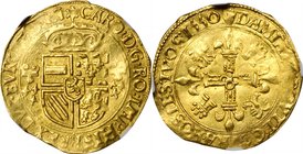 BELGIUM. Brabant. Couronne d'Or au Soleil, 1550. Antwerp Mint. Charles V. NGC MS-61.
Fr-62; DeMey-154. Weight: 3.40 gms. Decently struck gold piece w...