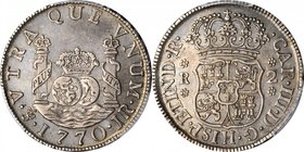 BOLIVIA. 2 Reales, 1770-PTS JR. Potosi Mint. Charles III. PCGS AU-50 Gold Shield.
KM-48, Yonaka-P2-70a; cf. Gil-P-2-4: cf. Cal-type-143#1380. Variety...