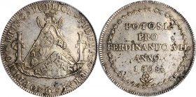 BOLIVIA. Proclamation Medal in Silver, 1808. Potosi Mint. Ferdinand VII. PCGS Genuine--Damage, AU Details Gold Shield.
Herrera-50; Fonrobert-9391. Pr...
