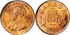 CANADA. (Small Size) Cent, 1920. PCGS MS-64 Red Gold Shield.
KM-28. Possessing blazing red color and full cartwheel luster in the fields. A truly gor...
