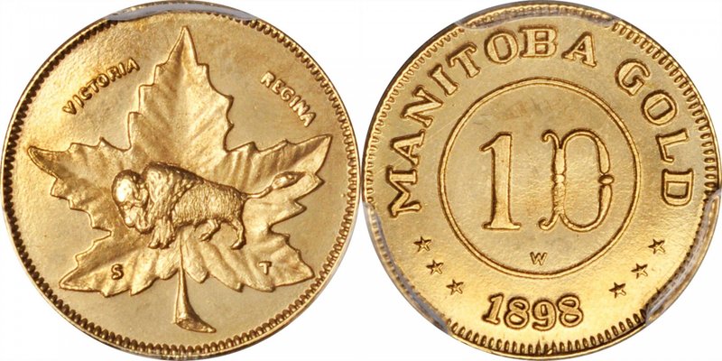 CANADA. Manitoba. Gold Dollar Token, 1898. PCGS MS-64 Gold Shield.
KM-X12. A bo...