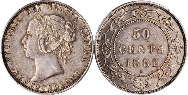 CANADA. Newfoundland. 50 Cents, 1882-H. Heaton Mint. PCGS AU-50 Gold Shield.
KM...
